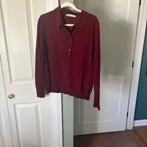 Zara Burgundy Long Sleeve Polo